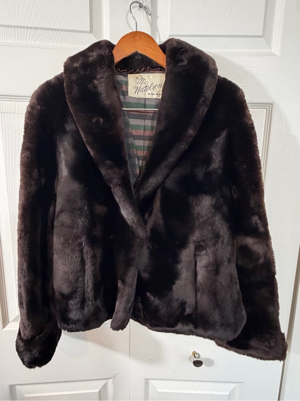 Vintage Natelsons Omaha Fur Coat Dark Brown Womens M glamorous so soft
